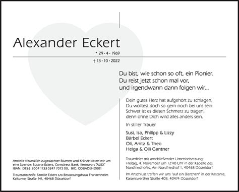 Traueranzeigen Von Alexander Eckert Zeit Des Gedenkens De