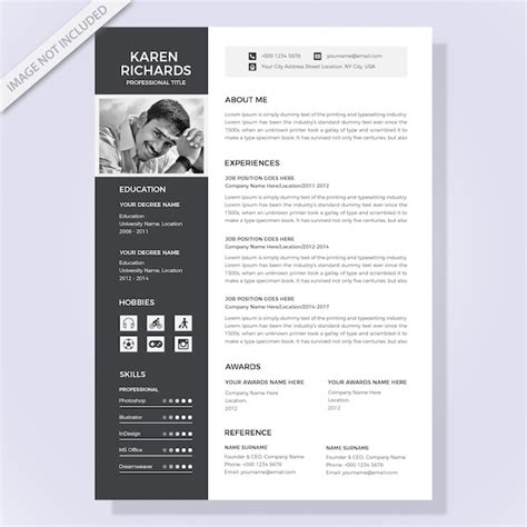 Premium Vector Black And White Resume Template