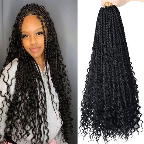 LMZIM 24 Inch 8 Packs Boho Box Braids Crochet Hair Bohemian Crochet Box