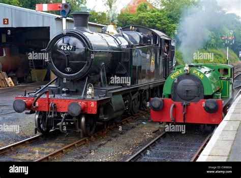 Bodmin & Wenford Railway, Cornwall, England. Steam engines at Bodmin ...