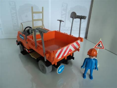 PLAYMOBIL VINTAGE CITY Life Chantier Camion Benne Orange Outils Set