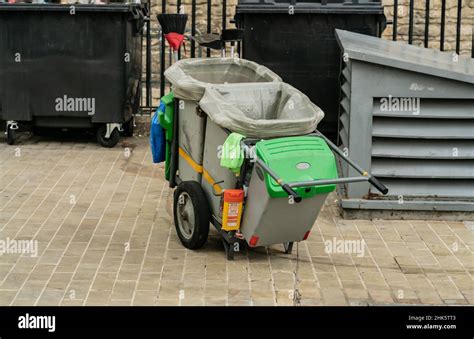 Street Cleaning Trolley Unattended Stock Photo Alamy