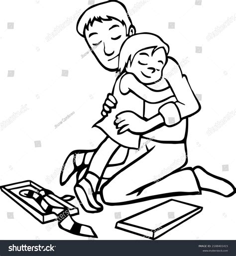 Fathers Day Father Hugging Daughter Thanking Stock Vector Royalty Free