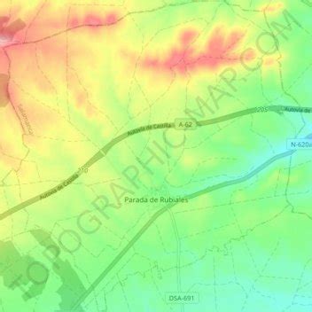Mapa topográfico Parada de Rubiales, altitud, relieve