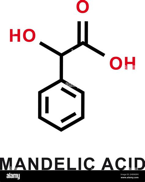 Fórmula química de ácido mandélico Estructura molecular química del