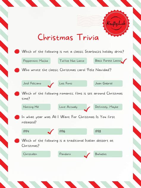 Christmas Trivia Questions 2025 Marne Karlene