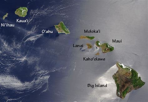 Hawaiian Islands Aerial Satellite Photograph - Living in Hawaii