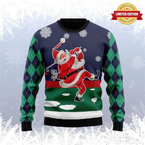 Santa Golfer Ugly Sweaters For Men Women Rugcontrol