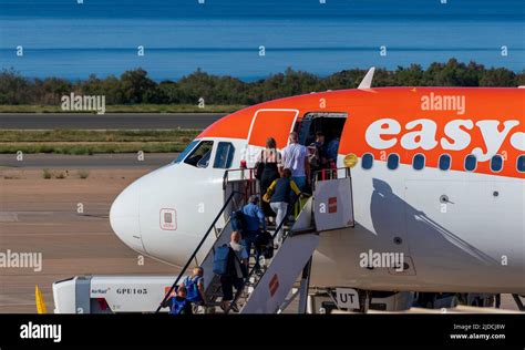 Passengers Boarding An Easyjet Flight At Almeria Airport Stock Photo