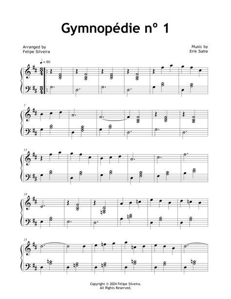 Gymnopédie No 1 Arr Felipe Silveira Sheet Music Erik Satie Easy