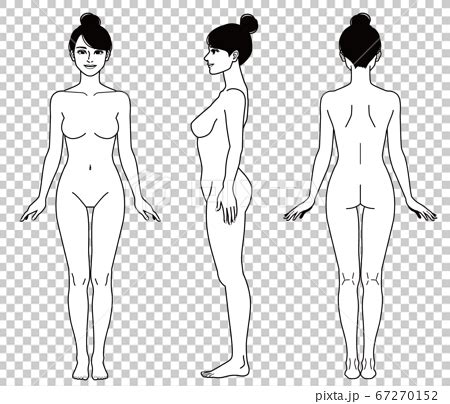 Naked Woman Black And White Full Body Stock Illustration 67270152