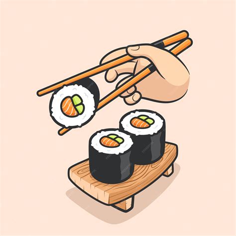 Premium Vector Sushi With Chopstick Vector Illustration