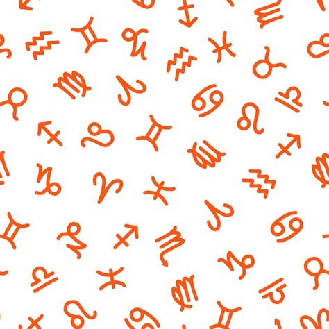 Premium Vector Seamless Pattern With Orange Zodiac Signs