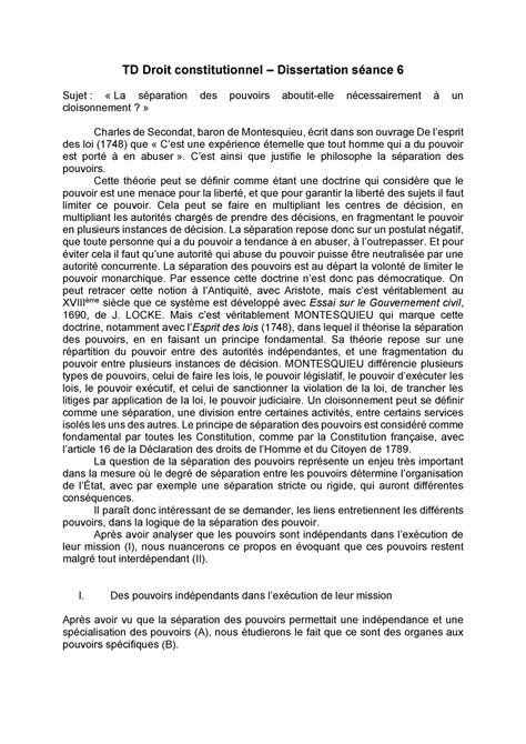 TD droit constit dissertation séance 6 Droit Constitutionnel ICP