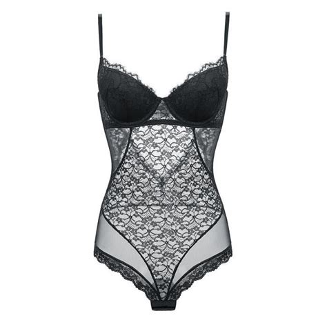 Ensemble Lingerie Dentelle Transparente Noir Maintien Parfait