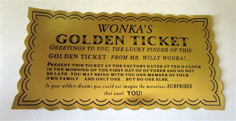 Chocolate Factory Golden Ticket And Candy Bar Prop Replica Set Etsy España