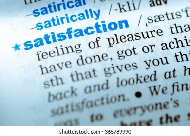 Closeup Word English Dictionary Satisfaction Definition Stock Photo