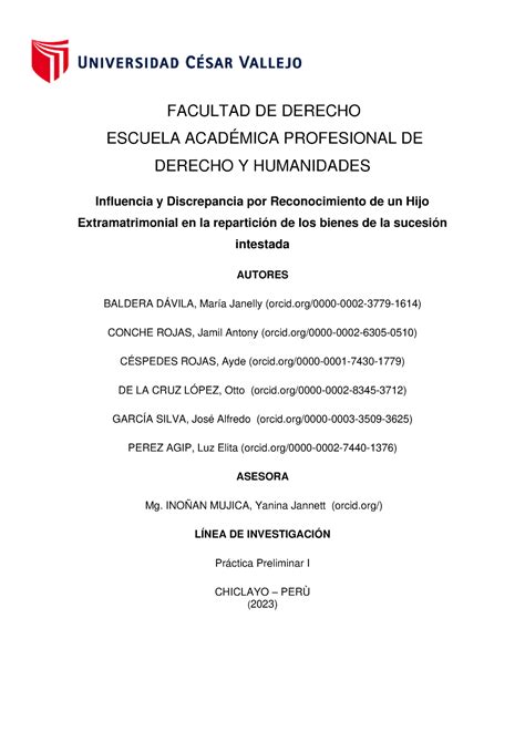 Trabajo De Investigación Final Facultad De Derecho Escuela AcadÉmica Profesional De Derecho Y