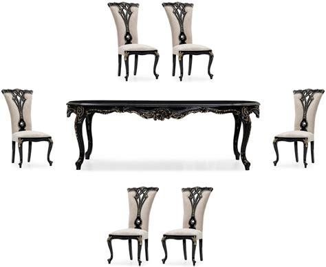 Casa Padrino Conjunto De Comedor Barroco De Lujo Crema Negro Oro