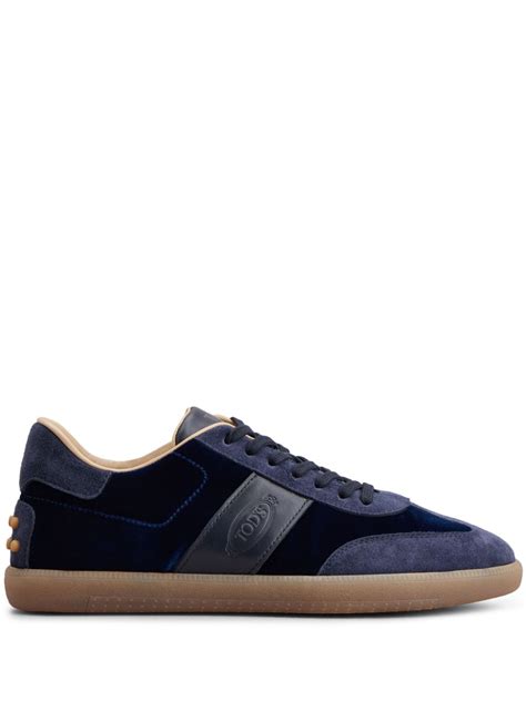 Tod S Panelled Suede Low Top Sneakers Blue Farfetch Il