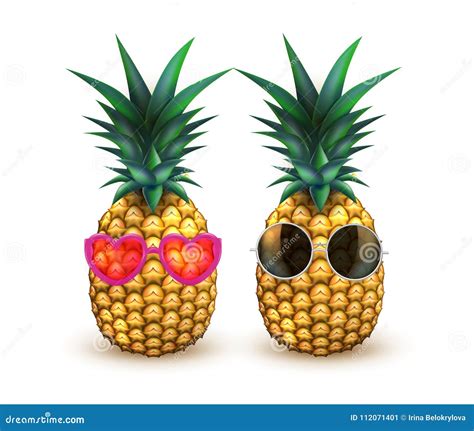 Pineapple In Sunglasses Realistic Summer Fruit Stock Vector Illustration Of Nutrition Fresh