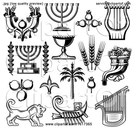 Black and White Jewish Icons by Vector Tradition SM #1617365