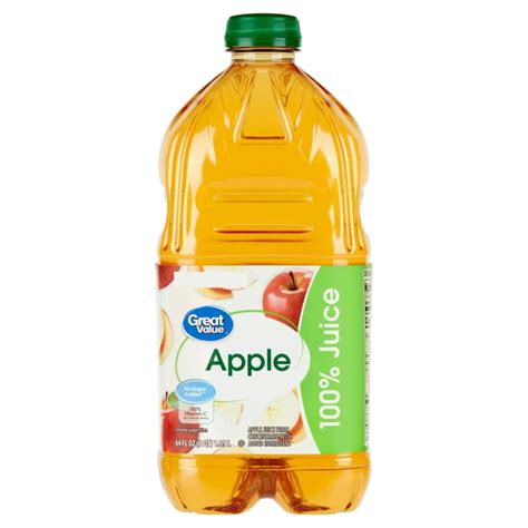 Great Value No Added Sweeteners 100 Apple Juice 64 Fl Oz Itfresh