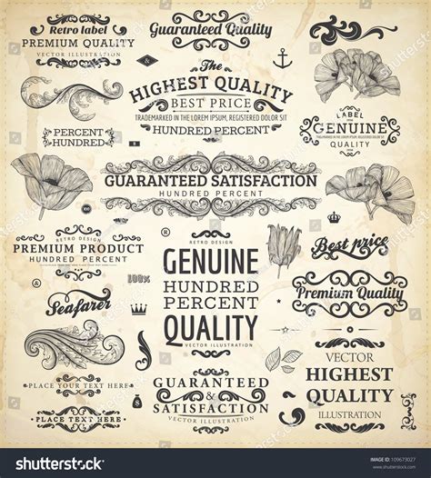 Vector Collection Calligraphic Vintage Design Elements Set And Page