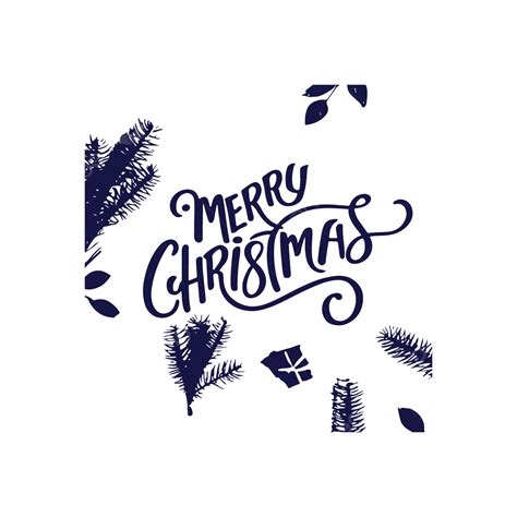 Merry Christmas Minimalist Card Design Calligraphy Vector Merry