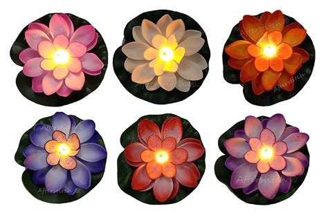 Buy AFTERSTITCH Floating Lotus Flower Shape Light Candles Diya For Home