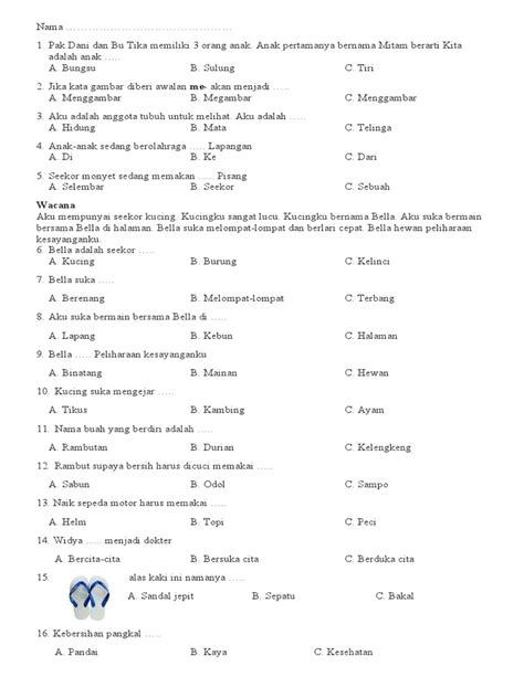 Soal Calistung Kelas 1 Tahap 2 Pdf