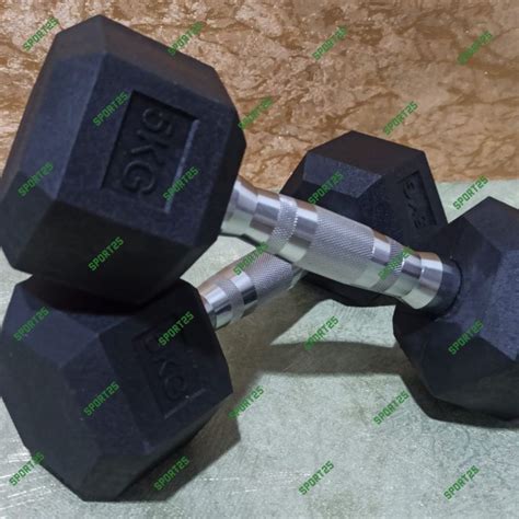 Dumbell Dumbel Dumbbel Dambel Hex Hexagonal Rubber Rox Kg Original