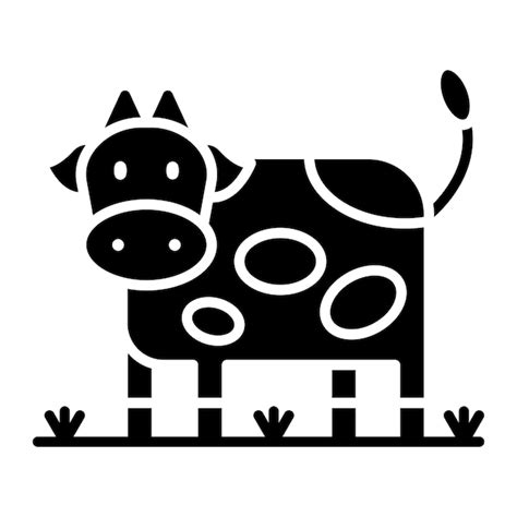 Premium Vector Cow Glyph Solid Black Illustration