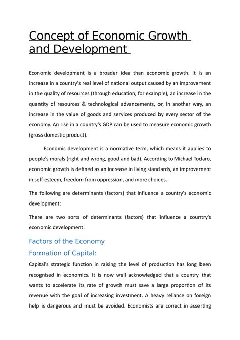 Concept Of Economic Growth And Development Concept Of Economic Growth