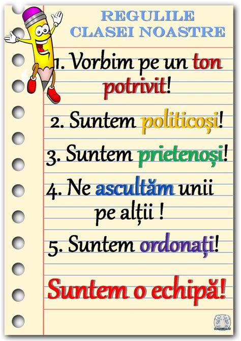 Regulile Clasei Un Set De Ase Plan E I Un Afi Cu Regulile Clasei