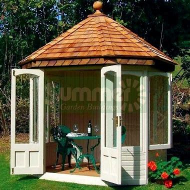 Octagonal Summerhouse 632 Cedar Painted Large Panes