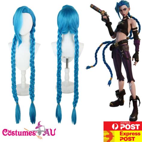 Arcane League Of Legends Jinx Cosplay Wig Long Blue Braided Hair Party