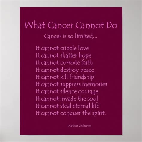 What Cancer Cannot Do Poem Poster Print | Zazzle