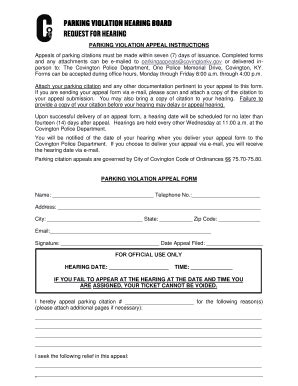 Fillable Online 2016 Parking Citation Appeal Form Fax Email Print