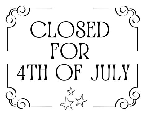 48 Free Printable Closed For 4th Of July Sign Templates