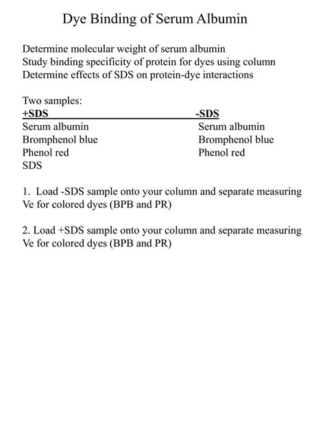 Ppt Dye Binding Of Serum Albumin Powerpoint Presentation Free