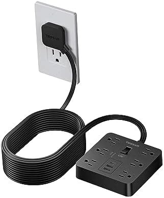 Amazon Surge Protector Power Strip Ft Tessan Flat Plug Long