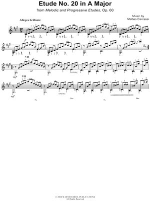 Free Sheet Music Carcassi Matteo Etude In A Major Guitar Solo