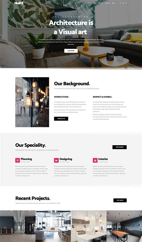 Responsive Interior Design & Architecture WordPress Theme | Interior design website, Modern ...