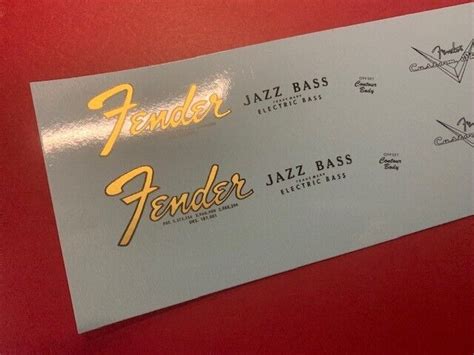 Fender Jazz Bass Gold Metallic Waterslide Headstock Decal 2 Per Listing