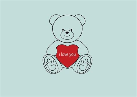 Premium Vector Teddy Bear With Red Heart Love You