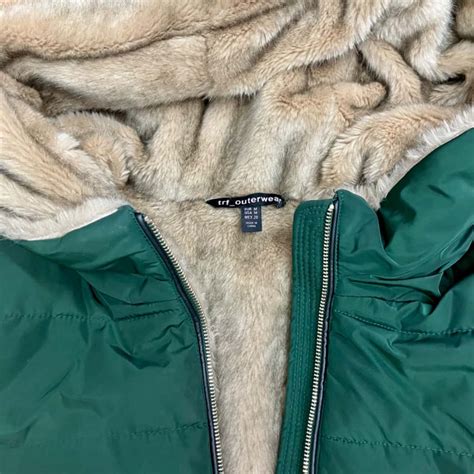 Zara trf Outerwear Fur Lined Size M Puffer Jacket Green (s)
