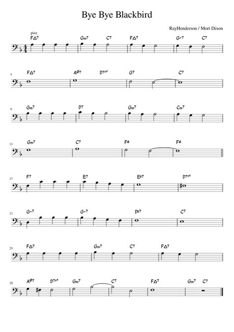 Bye Bye Blackbird Double Bass Sheet Music For Contrabass Solo