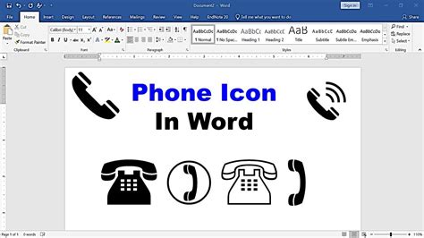 How To Insert Phone Icon In Word Microsoft Youtube