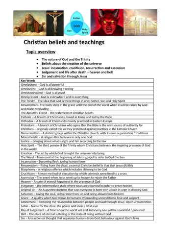 Aqa Gcse Religious Studies A Christian Beliefs And Teachings Key Terms